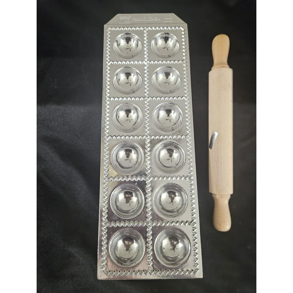 Vintage Made in Italy Risoli Ravioli Plaque with Rolling Pin New Old Stock